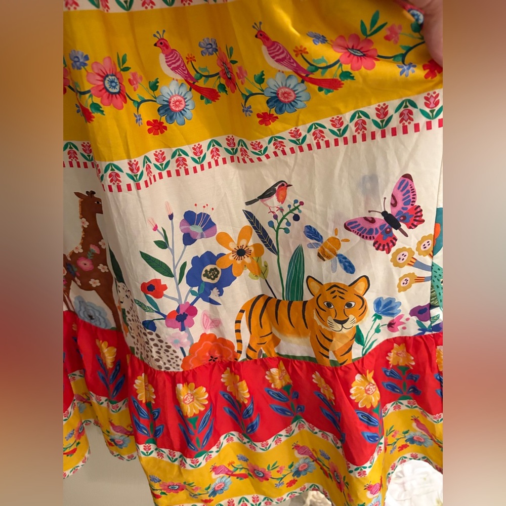 THML Tropical Animal Print Smocked Midi Dress Small Anthropologie NWT - Picture 11 of 16